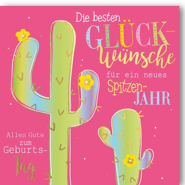 Geburtstagskarte "Spitzenjahr" - Humorvolle Grüße mit kreativem Kaktus - Design, Modern & Einzigartig