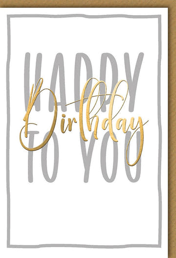 Geburtstagskarte - Stilvolle Glückwunschkarte mit goldenem "Happy Birthday" Schriftzug, festliches Design für besondere Anlässe