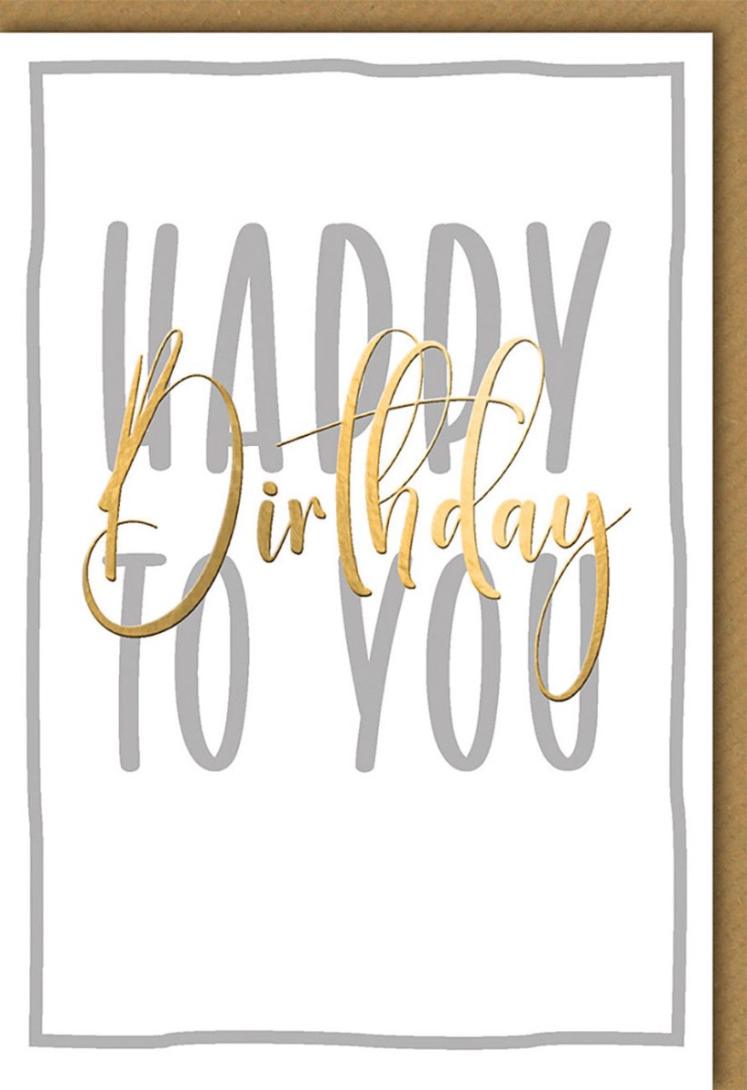 Geburtstagskarte - Stilvolle Glückwunschkarte mit goldenem "Happy Birthday" Schriftzug, festliches Design für besondere Anlässe
