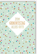 Geburtstagskarte – Stilvoller Gruß in Türkis mit bunten Punkten, Modernes Design für Erwachsene und Jugendliche, 