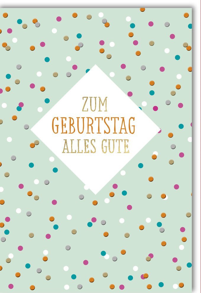 Geburtstagskarte – Stilvoller Gruß in Türkis mit bunten Punkten, Modernes Design für Erwachsene und Jugendliche, "Alles Gute zum Geburtstag"