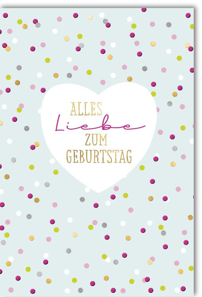 Geburtstagskarte - Türkis Herz & Konfetti, Liebevoller Gruß zum Geburtstag, Glückwunschkarte