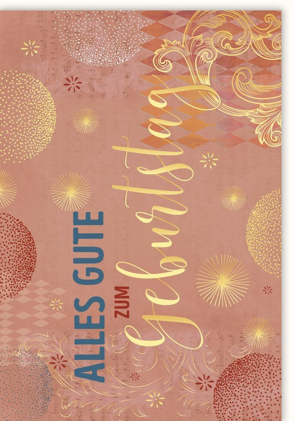 Geburtstagskarte - Vintage-Design mit Goldakzenten & Stilvollem Schriftzug, Festliche Glückwünsche für Jubiläum & Feier