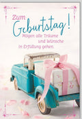 Geburtstagskarte Vintage - Elegante Glückwünsche für Träume & Wünsche, Dekoratives Band, Perfekt als Geschenk & Geburtstagsgruß