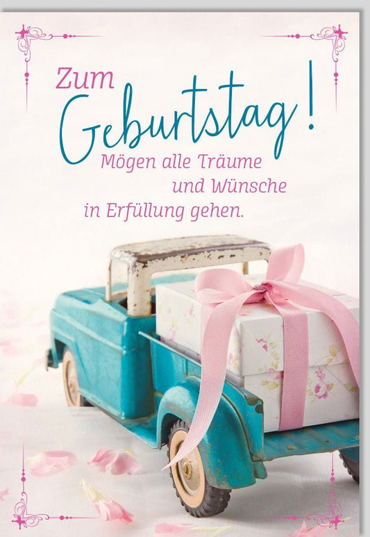 Geburtstagskarte Vintage - Elegante Glückwünsche für Träume & Wünsche, Dekoratives Band, Perfekt als Geschenk & Geburtstagsgruß