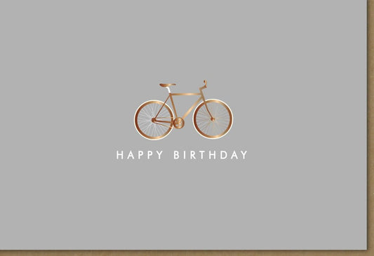 Geburtstagskarte Vintage Fahrrad, Retro Design in Beige & Gold, Stilvolle Karte für Fahrradliebhaber, Perfekt als Geschenk für Erwachsene
