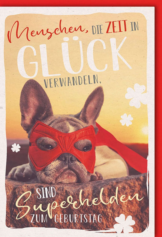 Geburtstagskarte - Vintage Superheld Hund | Humorvolle Retro Glückwünsche für eine originelle Feier