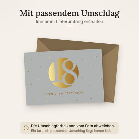 Geburtstagskarte zum 18. - Stilvolle Glückwünsche mit Goldakzenten, Unisex Design für Teenager & Jugendliche, Geburtstagskarten-18-Jahre
