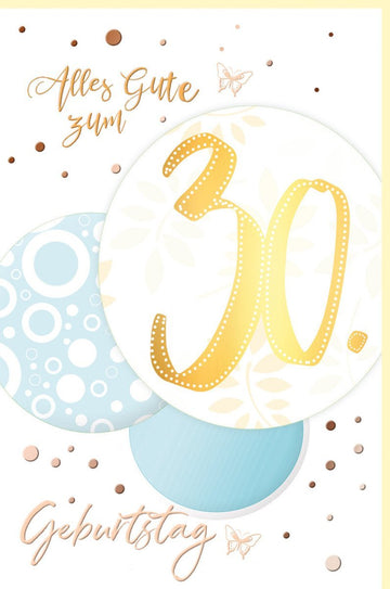 Geburtstagskarte zum 30. Geburtstag - Stilvolle Karte mit Goldakzenten für Feierlichkeiten