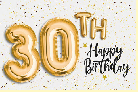 Geburtstagskarte zum 30. Jubiläum - Stilvolle Glimmerkarte mit Goldfolie & Sparkle Design in Gelb für Erwachsene, Männer & Frauen