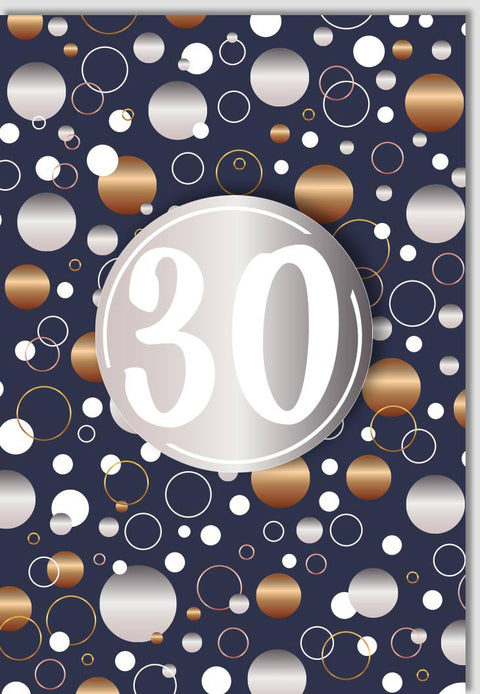 Geburtstagskarte zum 30. - Stilvolle Glückwünsche mit Modernem Design und Kreis - Akzenten für den Dreißigsten