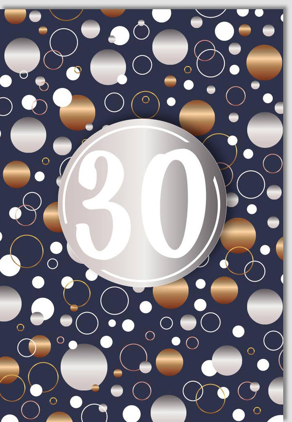 Geburtstagskarte zum 30. - Stilvolle Glückwünsche mit Modernem Design und Kreis-Akzenten für den Dreißigsten