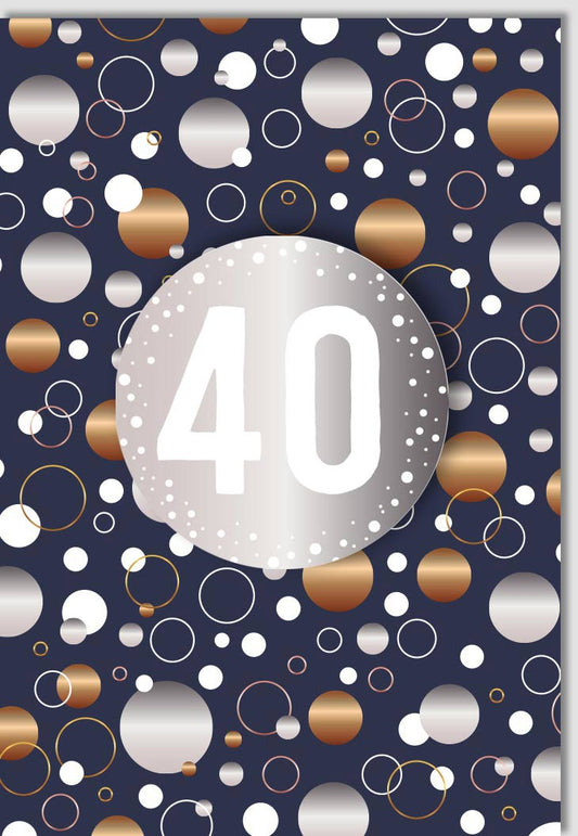 Geburtstagskarte zum 40. Geburtstag - Stilvolle Glückwünsche, Modernes Design mit Kreis - Akzenten, Hochwertige Qualität für den runden Vierzigsten