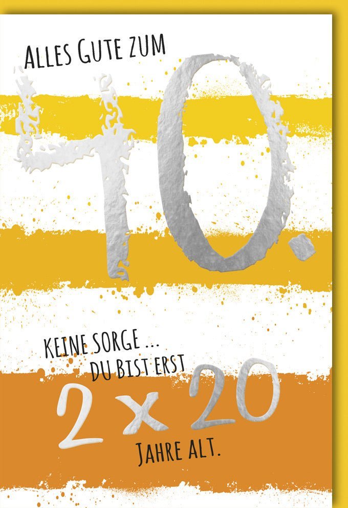 Geburtstagskarte zum 40. Jubiläum - Kreative Typografie in Orange, Humorvolle Glückwünsche für die Feier