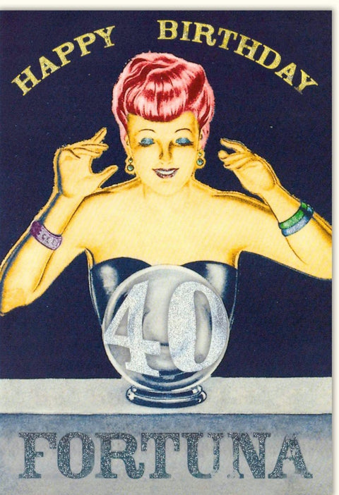 Geburtstagskarte zum 40. Jubiläum - Stilvolle Glückwünsche im Retro - Design mit Glitzer, Schwarz - Gold Eleganz