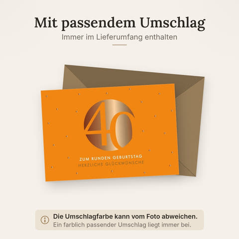 Geburtstagskarte zum 40. - Stilvolle Karte mit festlichem Design und edlem Schriftzug