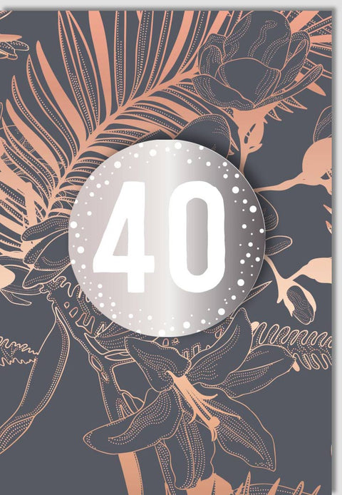 Geburtstagskarte zum 40. - Stilvolle Karte mit Silberdetails, Modernes Design für runden Geburtstag, Perfekt für Business - Feiern