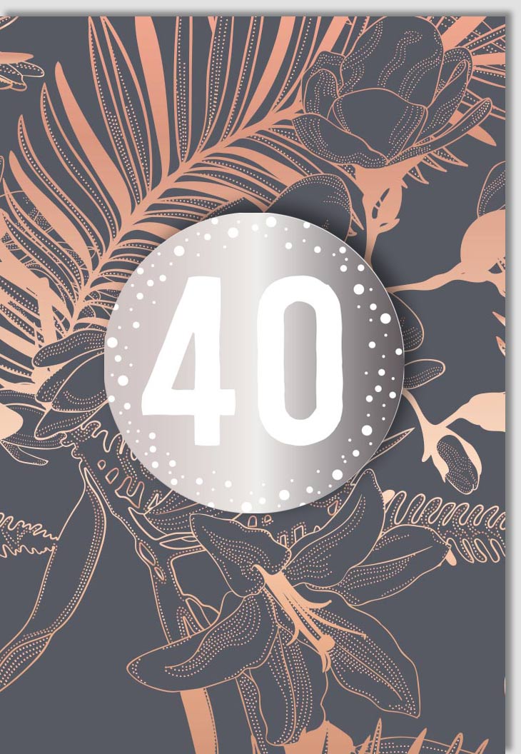 Geburtstagskarte zum 40. - Stilvolle Karte mit Silberdetails, Modernes Design für runden Geburtstag, Perfekt für Business - Feiern