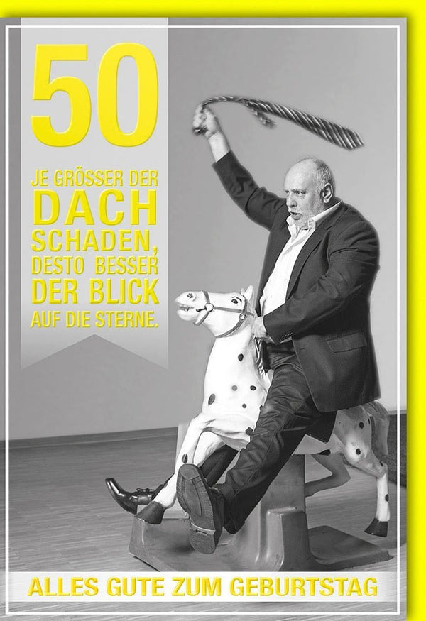 Geburtstagskarte zum 50. – Humorvolle Vintage Retro Grüße mit Sternen für den runden Geburtstag