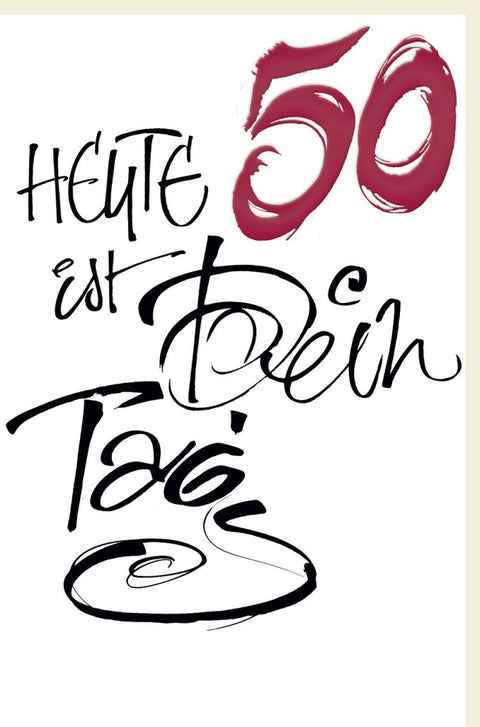 Geburtstagskarte zum 50. Jubiläum - Stilvolle Glückwünsche mit Festlicher Kalligraphie und Zahlendesign
