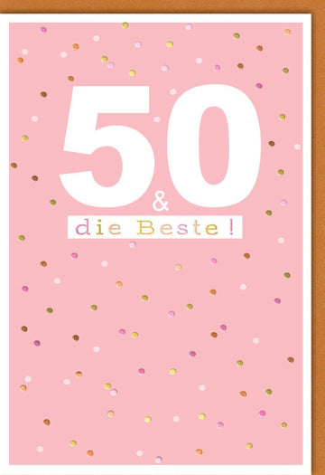 Geburtstagskarte zum 50. Jubiläum - Stilvolle Glückwünsche mit Goldschrift für den besonderen Anlass