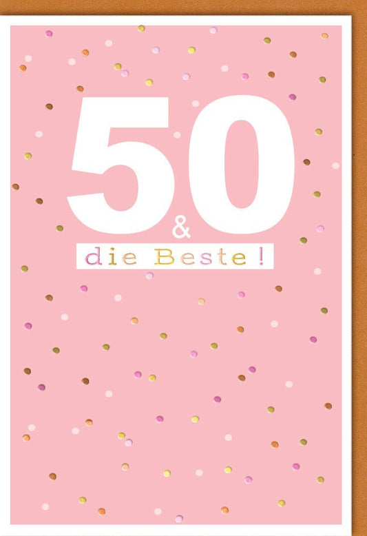 Geburtstagskarte zum 50. Jubiläum - Stilvolle Glückwünsche mit Goldschrift für den besonderen Anlass