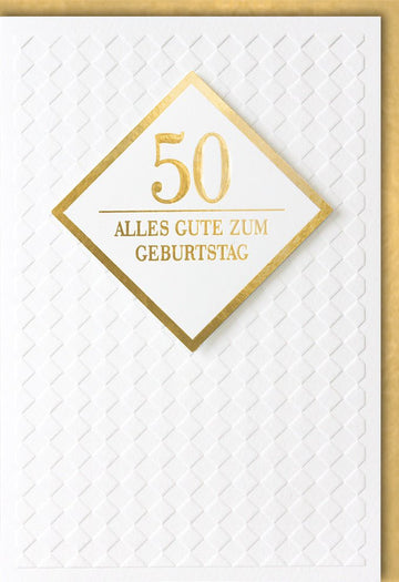 Geburtstagskarte zum 50. Jubiläum - Stilvolles Design mit Goldschrift und edler Prägung