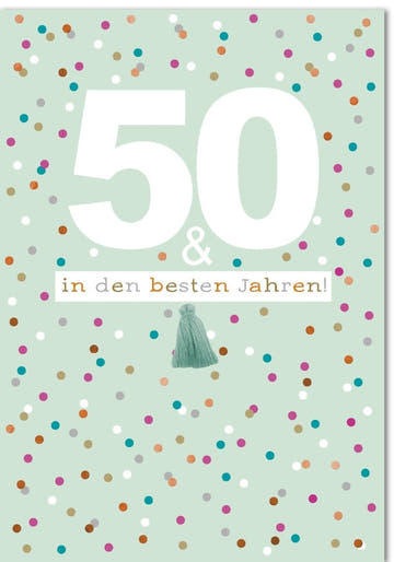 Geburtstagskarte zum 50. Jubiläum - XXL A4 Format mit bunten Punkten für farbenfrohe Feierlichkeiten und ganzjährige Glückwünsche