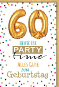 Geburtstagskarte zum 60. – Elegante Glückwünsche mit Goldballons und Konfetti für den runden Geburtstag