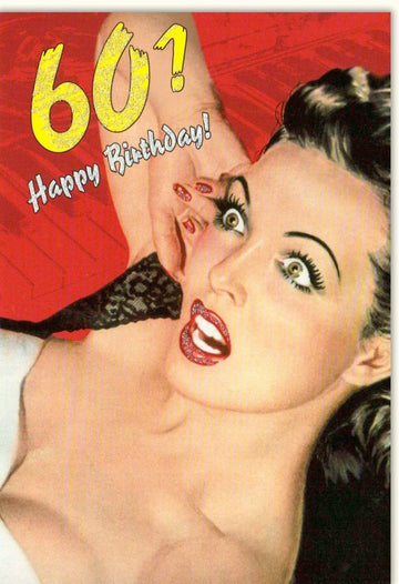 Geburtstagskarte zum 60.: Retro Pin - up Design mit funkelndem Glitzerlack, stilvolle Gratulation zum runden Jubiläum