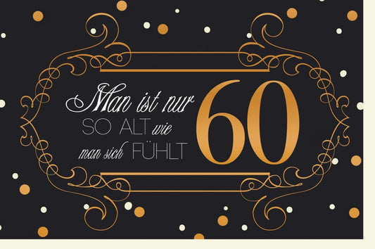 Geburtstagskarte zum 60. - Stilvolle Glückwünsche in Gold & Schwarz, Festliches Design für den runden Geburtstag