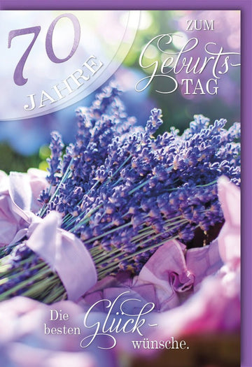 Geburtstagskarte zum 70. Geburtstag - Elegante Karte mit Lavendelmotiv, Perfekte Geschenkidee & Dekoration für das runde Jubiläum