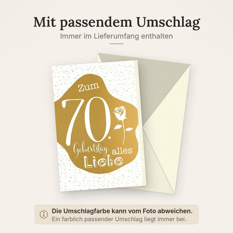 Geburtstagskarte zum 70. Jubiläum - Elegante Grüße mit Rosen, Liebe & Gold im Polka Dots Design