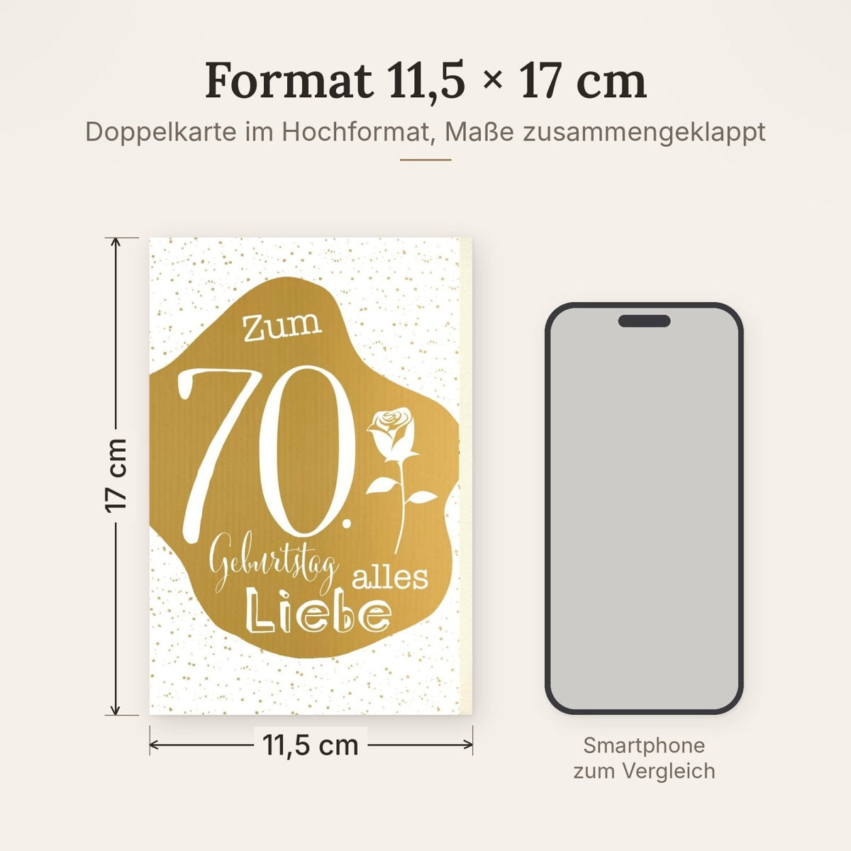 Geburtstagskarte zum 70. Jubiläum - Elegante Grüße mit Rosen, Liebe & Gold im Polka Dots Design
