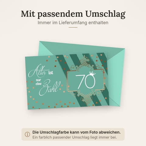 Geburtstagskarte zum 70. Jubiläum - Stilvolle Vintage-Glückwünsche mit Retro-Schrift & Konfetti-Dekor
