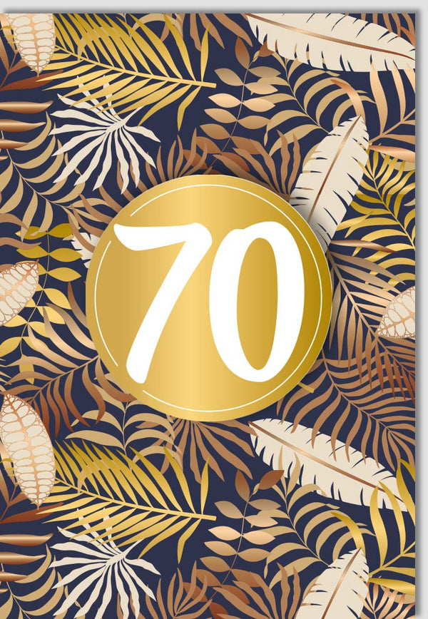 Geburtstagskarte zum 70. Jubiläum - Edles Vintage Design mit Goldzweigen für stilvolle Feierlichkeiten