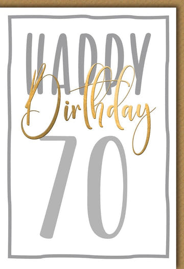 Geburtstagskarte zum 70. Jubiläum - Elegante Glückwünsche in Gold & Weiß, Hochwertige Qualität für stilvolle Feiern