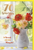 Geburtstagskarte zum 70. Jubiläum - Elegantes Blumenstrauß-Design, Herzliche Gratulation für runde Geburtstage und besondere Anlässe