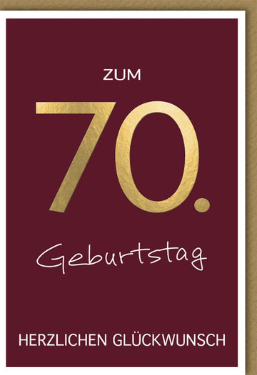 Geburtstagskarte zum 70. Jubiläum - Klassische Karte mit Goldakzenten für den Siebzigsten Geburtstag, Elegante Gratulationskarte