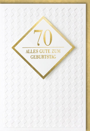 Geburtstagskarte zum 70. Jubiläum - Stilvolle Glückwünsche in Gold & Weiß mit Zahlenmotiv für den Siebzigsten