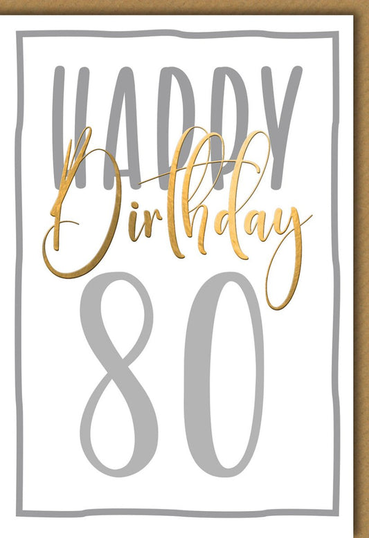 Geburtstagskarte zum 80. - Stilvolle Glückwünsche mit Goldschrift, Eleganz für Senioren auf beigem Hintergrund