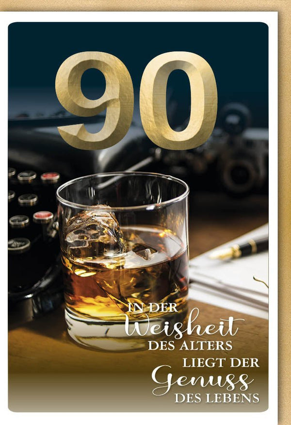 Geburtstagskarte zum 90. Jubiläum: Stilvolle Glückwünsche im Vintage Design für Männer & Frauen