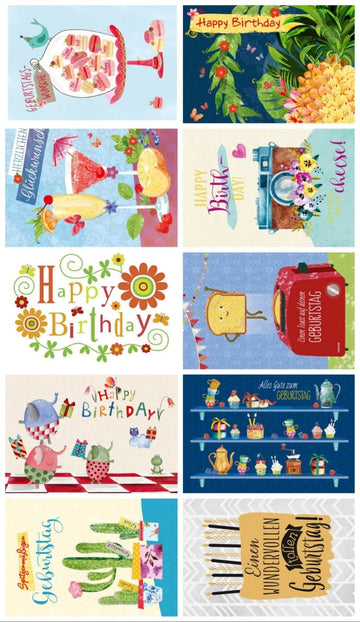Geburtstagskarten Set: 10er Postkarten von Gutsch PAPELINO
