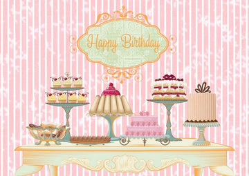 Geburtstagspostkarte: Eleganter Tisch mit Happy Birthday Veredelung