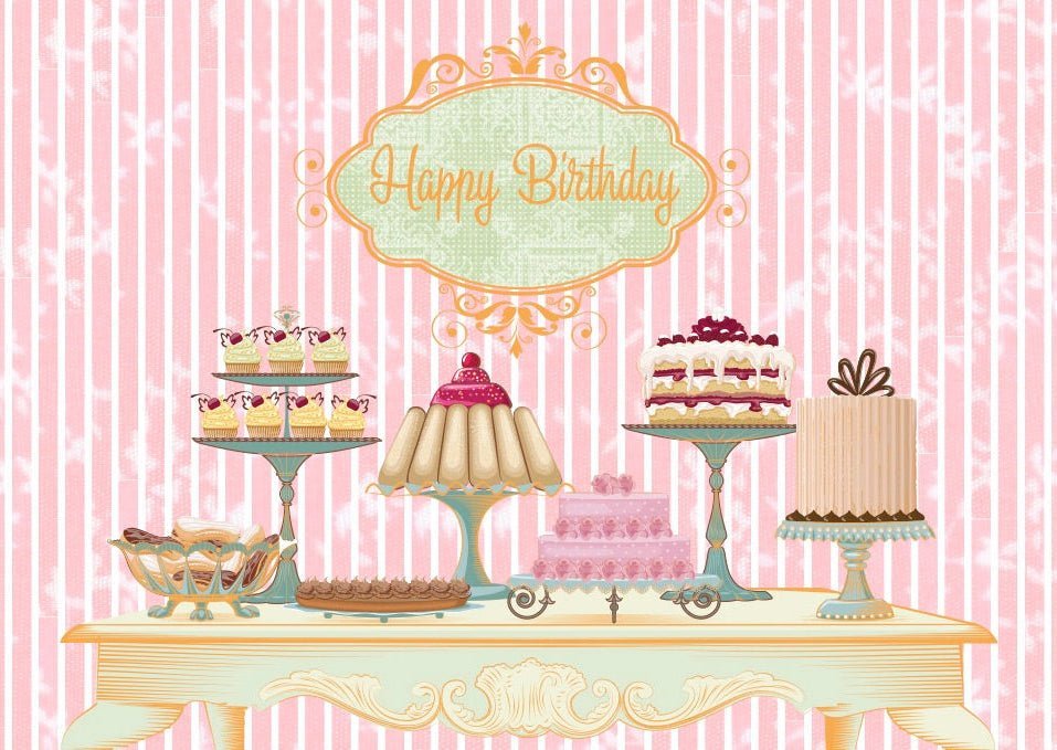 Geburtstagspostkarte: Eleganter Tisch mit Happy Birthday Veredelung