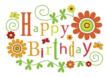 Geburtstagspostkarte fröhliche Farben Happy Birthday Schriftzug