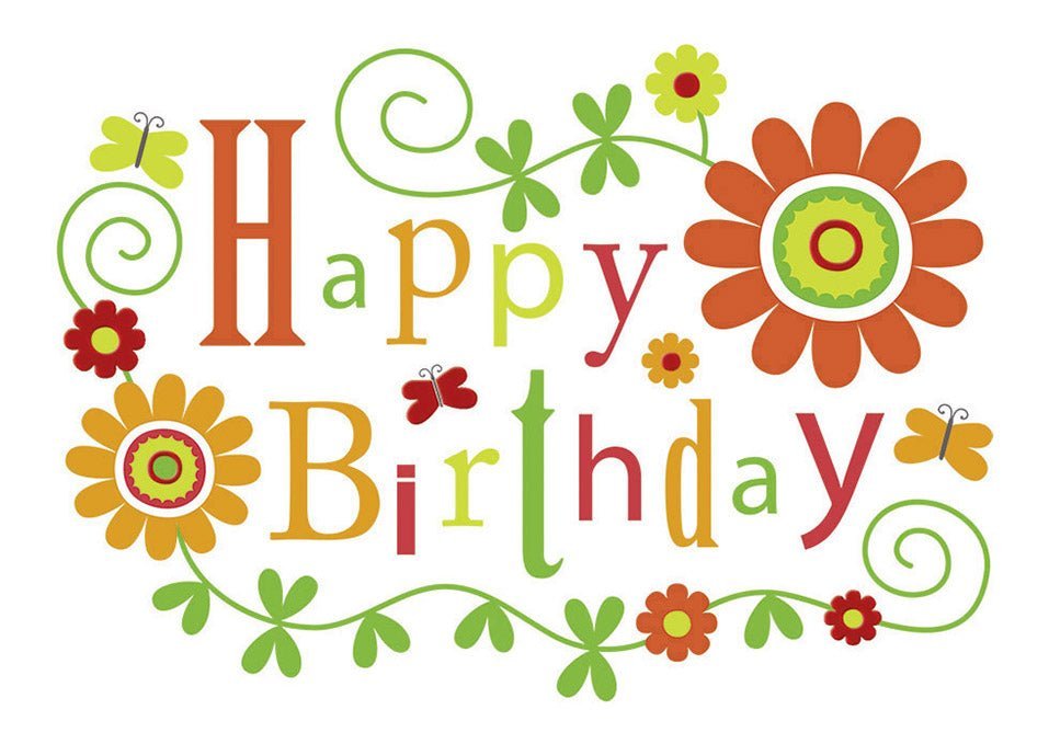 Geburtstagspostkarte fröhliche Farben Happy Birthday Schriftzug