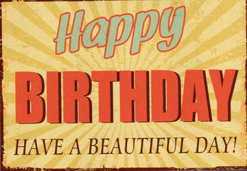 Geburtstagspostkarte im Retro - Stil - Have a Wonderful Day