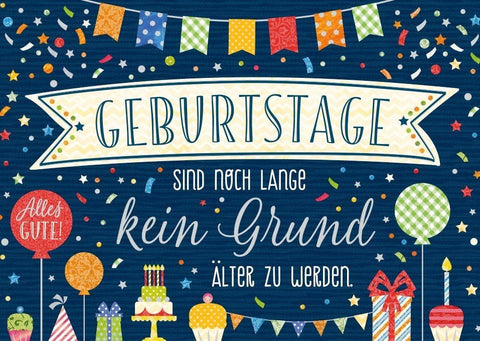 Geburtstagspostkarte Konfetti - Design mit Folienprägung - Älter werden feiern