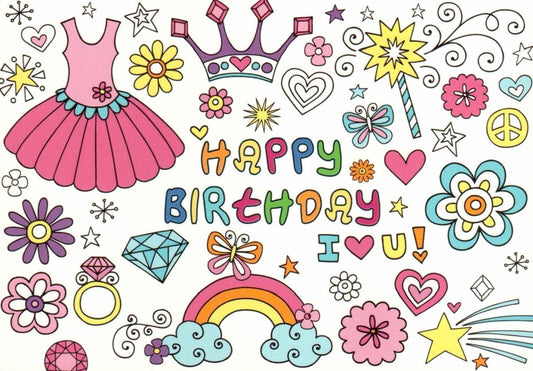 Geburtstagspostkarte Krone & Kleid – Stilvolle Happy Birthday Grüße
